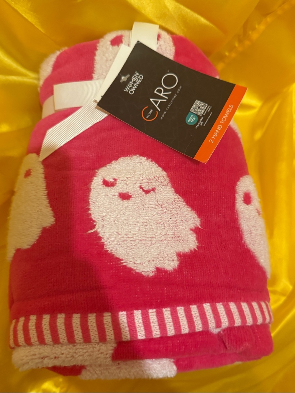 Kids Pink Ghost Hand Towels - 2 Pack